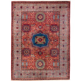Tappeto Mamlouk Pakistan Medaglione Rosso Blu Azzurro Beige