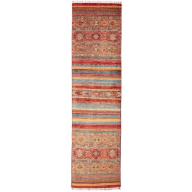 Tappeto Samarkand Pakistan Astratto Rosso Mattone Blu Acqua