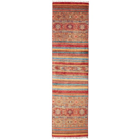 Tappeto Samarkand Pakistan Astratto Rosso Mattone Blu Acqua