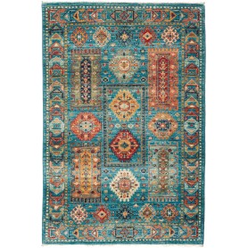 Tappeto Tribal Pakistan Geometrico Turchese Arancione Terrac