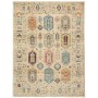 Tappeto Tribal Pakistan Cornice Beige Crema Blu Turchese Ros