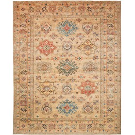 Tappeto Kazak Fine Pakistan Astratto Beige Sabbia Blu Rosso