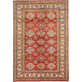 Tappeto Kazak Fine Pakistan Astratto Rosso Bordeaux Crema Bl