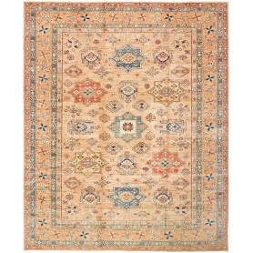Tappeto Kazak Fine Pakistan Astratto Beige Arancio Blu Rosso