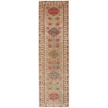 Tappeto Kazak Fine Pakistan Astratto Grigio Verde Rosso Matt