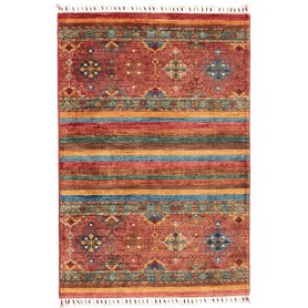 Tappeto Samarkand Pakistan Astratto Rosso Terracotta Blu Zaf