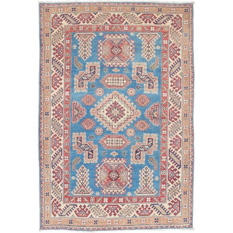 Tappeto Kazak Afghanistan Medaglione Blu Cielo Rosso Terraco