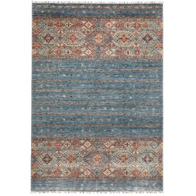 Tappeto Rubin Pakistan Astratto Blu Teal Rosso Terracotta Ru