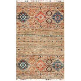 Tappeto Rubin Pakistan Astratto Beige Marrone Terracotta Blu