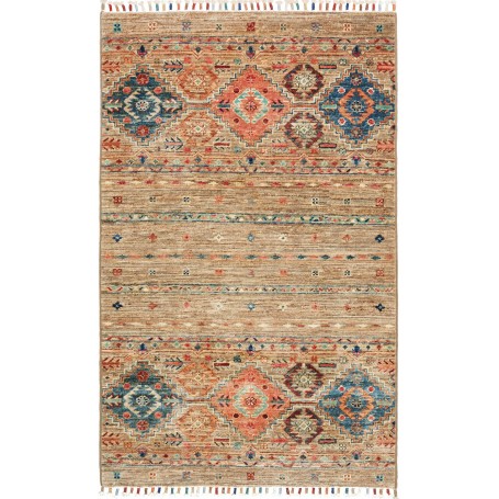 Tappeto Rubin Pakistan Astratto Beige Marrone Terracotta Blu