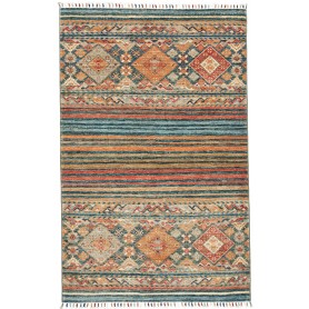 Tappeto Rubin Pakistan Geometrico Blu Petrolio Arancio Terra