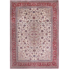 Tappeto Isfahan Persia Floreale Bianco Crema Rosso Bordeaux