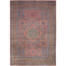 Tappeto Mamlouk Pakistan Geometrico Rosso Terracotta Blu Ott