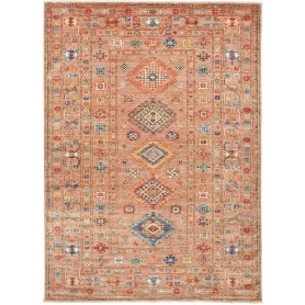 Tappeto Kazak Fine Pakistan Astratto Marrone Terracotta Blu
