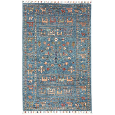 Tappeto Rubin Pakistan Geometrico Blu Petrolio Terracotta Ve