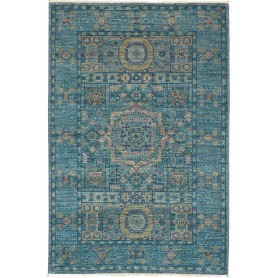 Tappeto Mamlouk Pakistan Geometrico Turchese Blu Teal Verde