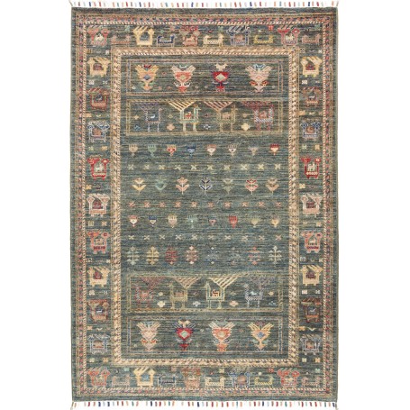 Tappeto Rubin Pakistan Geometrico Verde Petrolio Terracotta