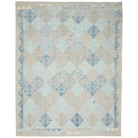 Tappeto Kilim Afghanistan Geometrico Grigio Beige Azzurro Bl