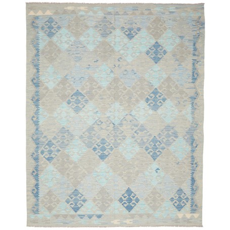 Tappeto Kilim Afghanistan Geometrico Grigio Beige Azzurro Bl