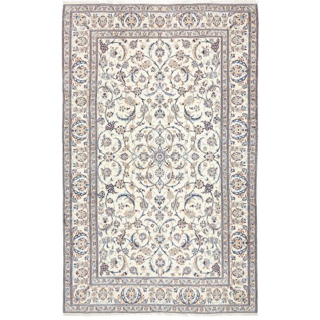 Tappeto Nain 9la Persia Floreale Avorio Blu Marrone 197x305