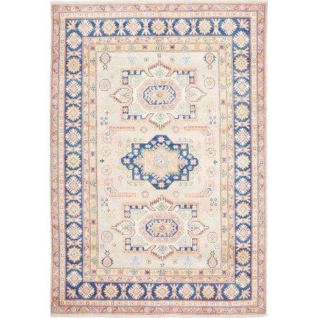 Tappeto Kazak Afghanistan Astratto Crema Beige Blu Navy Pesc