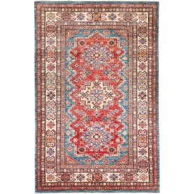 Tappeto Kazak Fine Pakistan Medaglione Rosso Scarlatto Blu P