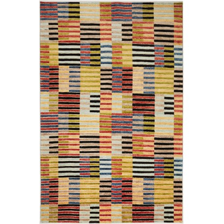 Tappeto Barjesta Pakistan Astratto Multicolore Rosso Giallo