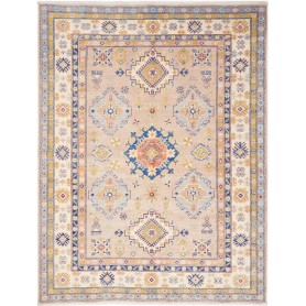 Tappeto Kazak Afghanistan Medaglione Rosa Pesca Blu Avorio A