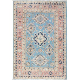 Tappeto Kazak Afghanistan Medaglione Azzurro Pastello Rosa S