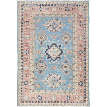 Tappeto Kazak Afghanistan Medaglione Azzurro Pastello Rosa S