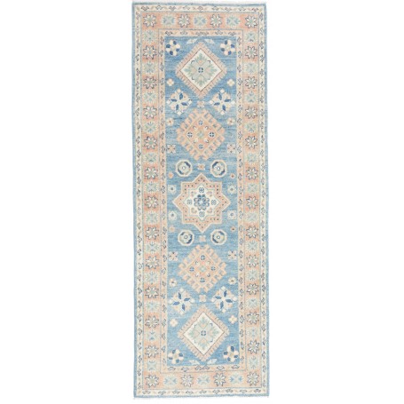 Tappeto Kazak Afghanistan Astratto Blu Denim Pesca Tenue Cre