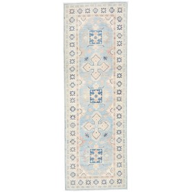 Tappeto Kazak Afghanistan Geometrico Azzurro Celeste Crema B