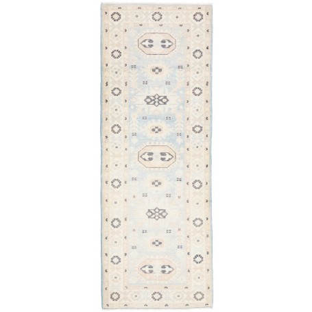 Tappeto Kazak Afghanistan Astratto Azzurro Cielo Crema Grigi
