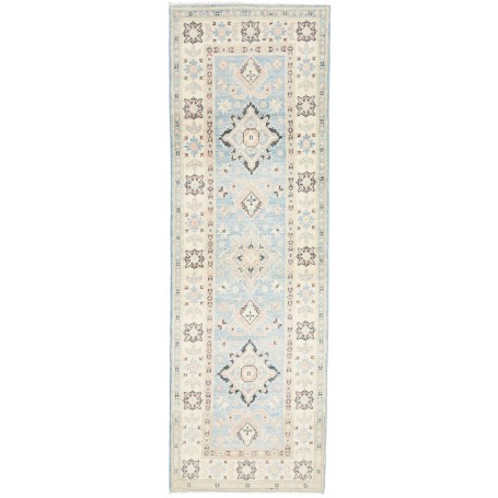 Tappeto Kazak Afghanistan Medaglione Azzurro Chiaro Avorio R
