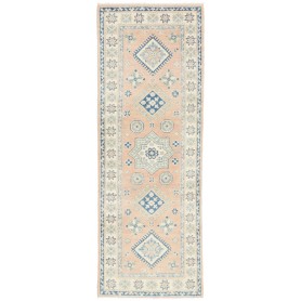 Tappeto Kazak Afghanistan Medaglione Pesca Chiaro Blu Scuro
