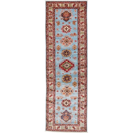 Tappeto Kazak Fine Pakistan Astratto Azzurro Cielo Rosso Ter