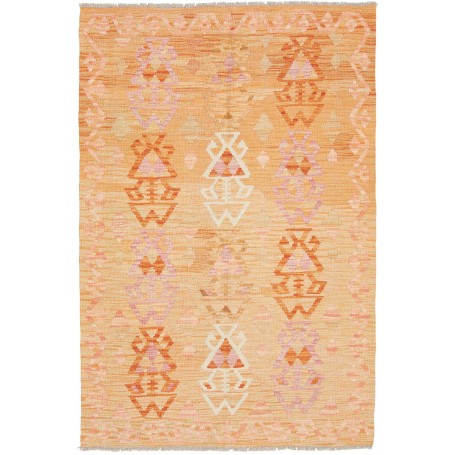 Tappeto Kilim Afghanistan Geometrico Arancio Pesca Rosa Cipr