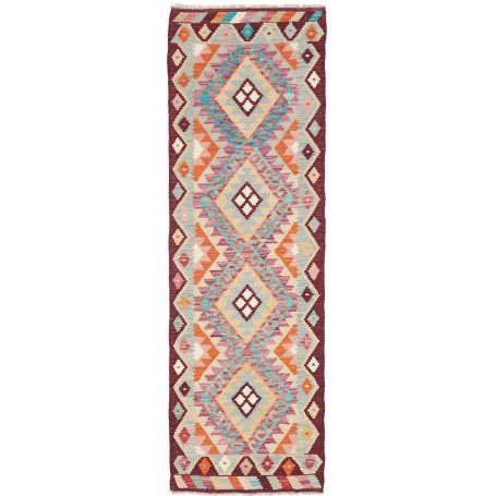 Tappeto Kilim Afghanistan Astratto Azzurro Arancio Crema Ros
