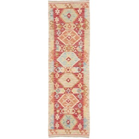 Tappeto Kilim Afghanistan Geometrico Rosso Terracotta Beige