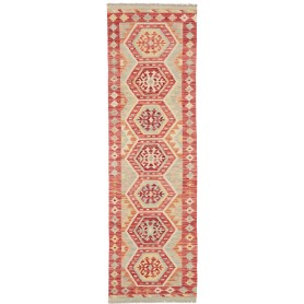 Tappeto Kilim Afghanistan Astratto Rosso Bordeaux Crema Azzu