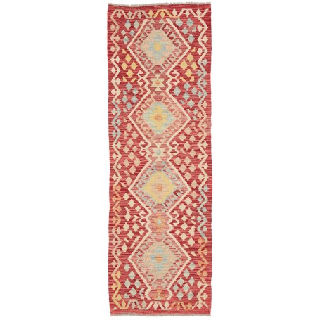 Tappeto Kilim Afghanistan Medaglione Rosso Mattone Crema Azz
