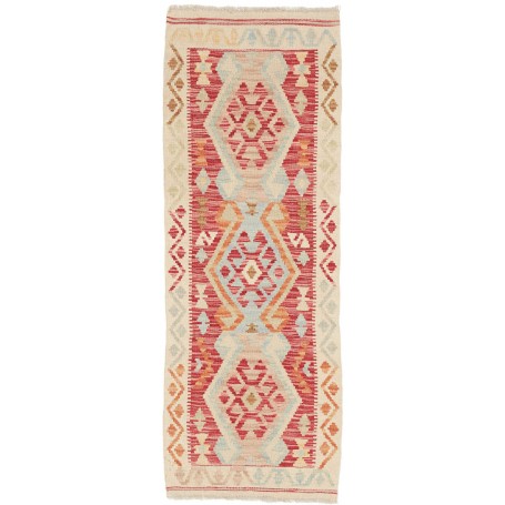 Tappeto Kilim Afghanistan Geometrico Crema Rosso Arancio Azz