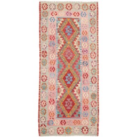 Tappeto Kilim Afghanistan Astratto Rosa Chiaro Azzurro Crema