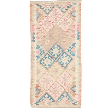 Tappeto Kilim Afghanistan Astratto Beige Rosa Azzurro Pesca