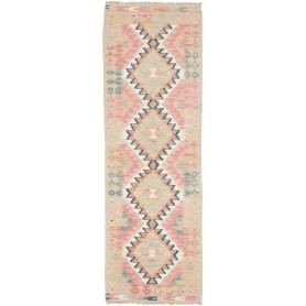 Tappeto Kilim Afghanistan Astratto Beige Rosa Azzurro Terrac