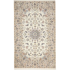 Tappeto Nain 9la Persia Floreale Crema Blu Beige Terracotta