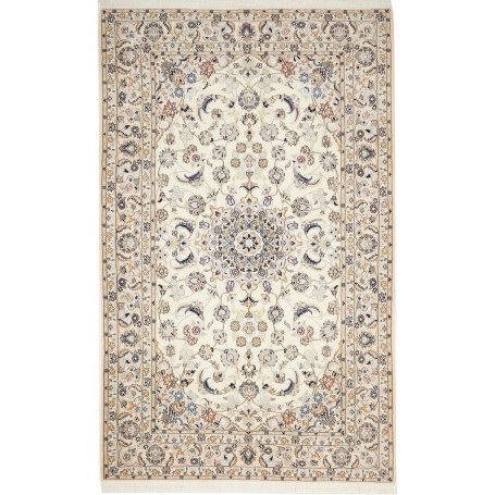 Tappeto Nain 9la Persia Floreale Crema Blu Beige Terracotta