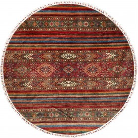 Tappeto Samarkand Pakistan Astratto Rosso Blu Marrone Beige