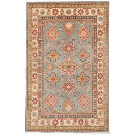 Tappeto Kazak Afghanistan Astratto Blu Verde Crema Rosso Bei