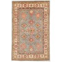 Tappeto Kazak Afghanistan Astratto Blu Verde Crema Rosso Bei